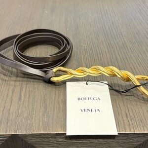 Bottega Veneta Woman’s Belt in Brown with Gold Twist
